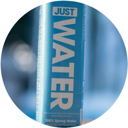 Bottle labelled 'just water'