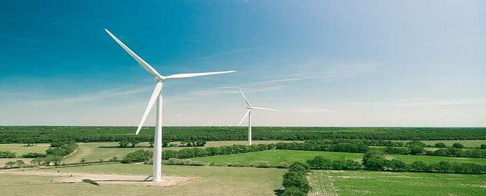 Wind turbines across the countryside